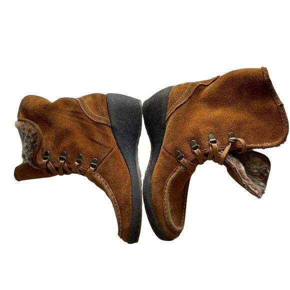 ISO Isotoner Vanessa Suede Leather Wedge Heel Boot Chestnut Brown Womens Size 8 - Picture 8 of 14